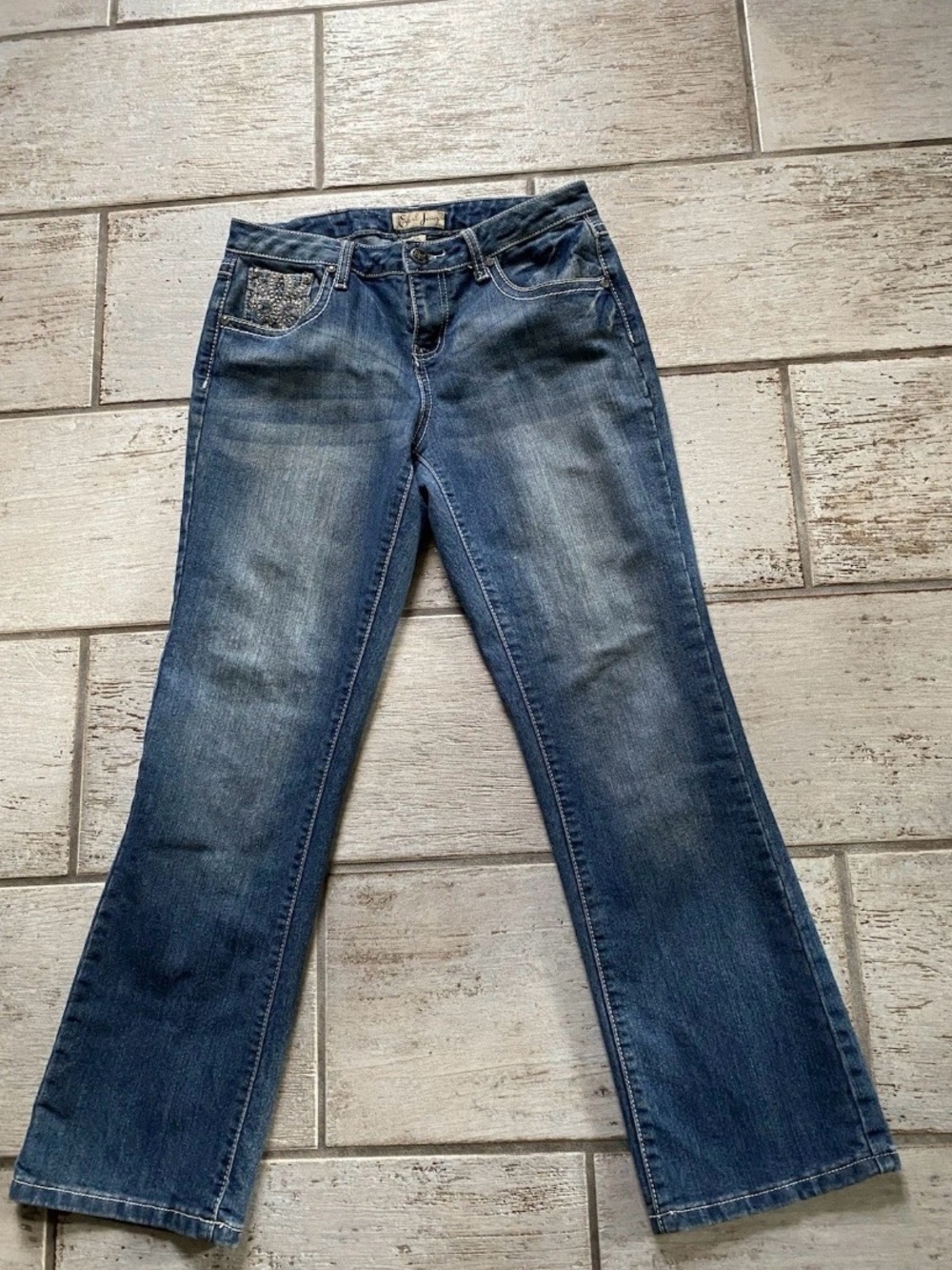 Earl Jeans Women's Blue Flare Denim with Embellished Pocket Size 6P